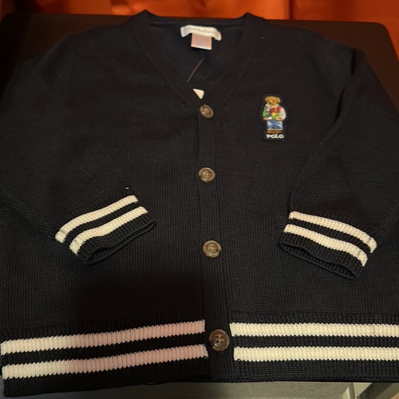 Polo Ralph Lauren Baby Boys Navy Polo Bear Graphic V-Neck Cardigan Sweater - Picture 4 of 4
